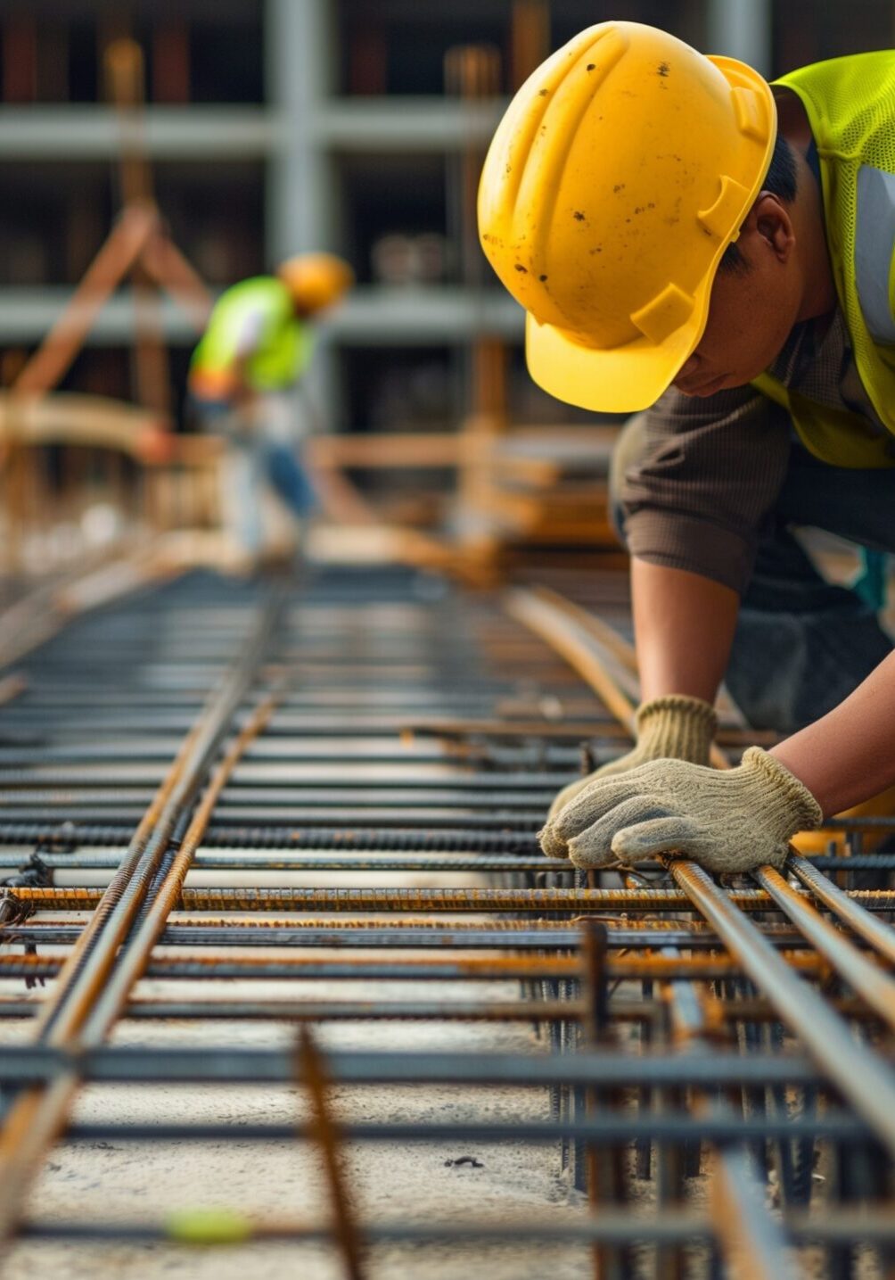 Construction,Worker,Wearing,A,Yellow,Hard,Hat,And,Safety,Vest,
